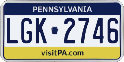 PA license plate LGK2746