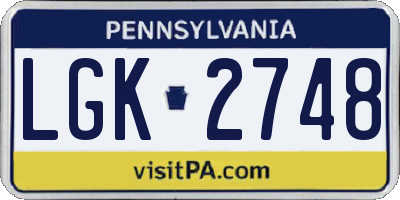 PA license plate LGK2748