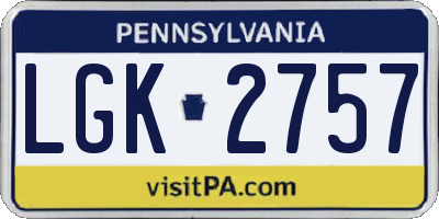 PA license plate LGK2757