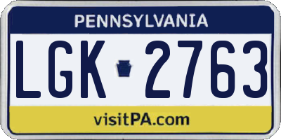 PA license plate LGK2763
