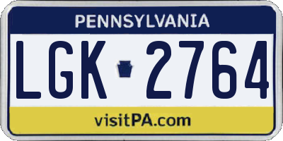 PA license plate LGK2764