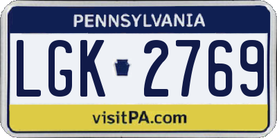 PA license plate LGK2769
