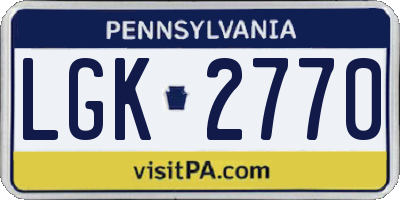 PA license plate LGK2770