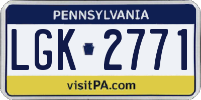 PA license plate LGK2771