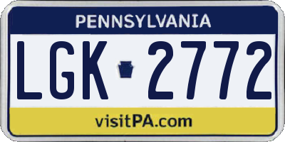 PA license plate LGK2772