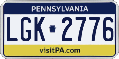 PA license plate LGK2776