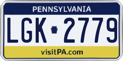 PA license plate LGK2779