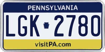 PA license plate LGK2780