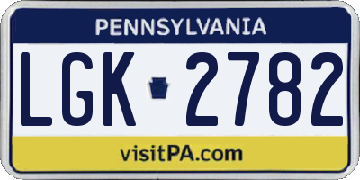PA license plate LGK2782