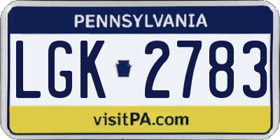 PA license plate LGK2783