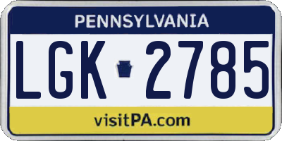 PA license plate LGK2785