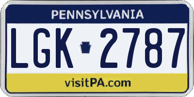 PA license plate LGK2787