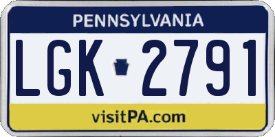 PA license plate LGK2791