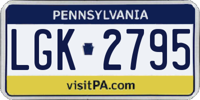 PA license plate LGK2795