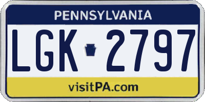 PA license plate LGK2797