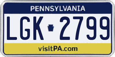 PA license plate LGK2799