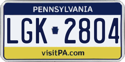 PA license plate LGK2804