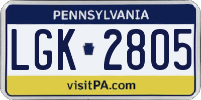PA license plate LGK2805