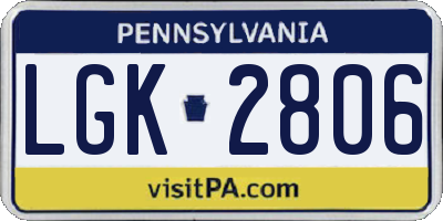 PA license plate LGK2806