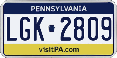 PA license plate LGK2809