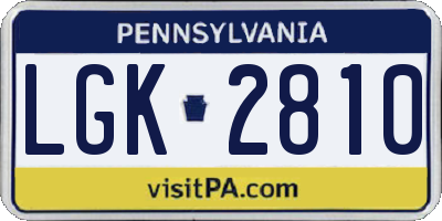 PA license plate LGK2810