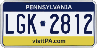 PA license plate LGK2812