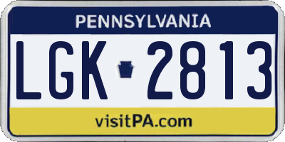 PA license plate LGK2813