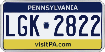 PA license plate LGK2822
