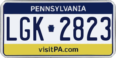 PA license plate LGK2823