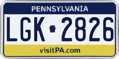 PA license plate LGK2826