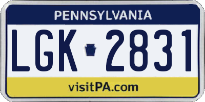 PA license plate LGK2831