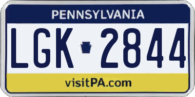 PA license plate LGK2844