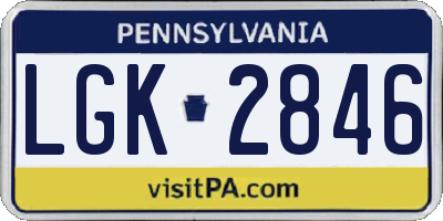 PA license plate LGK2846