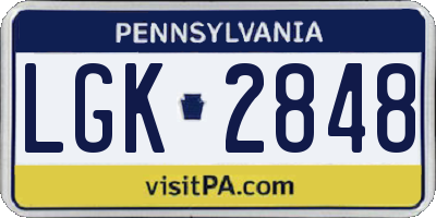 PA license plate LGK2848