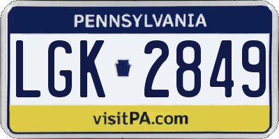 PA license plate LGK2849