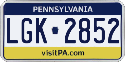 PA license plate LGK2852