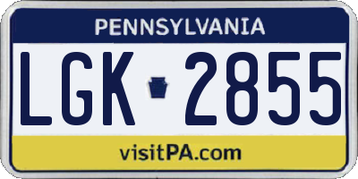 PA license plate LGK2855