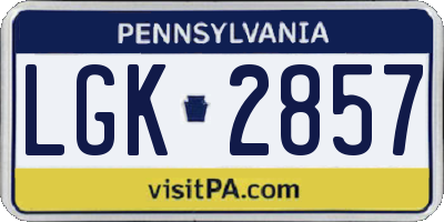 PA license plate LGK2857