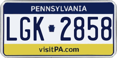 PA license plate LGK2858