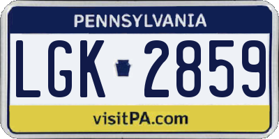 PA license plate LGK2859