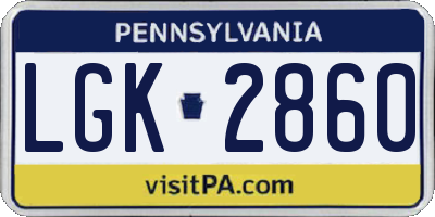 PA license plate LGK2860