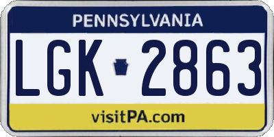 PA license plate LGK2863