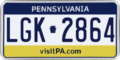 PA license plate LGK2864