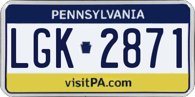 PA license plate LGK2871