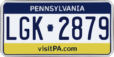 PA license plate LGK2879