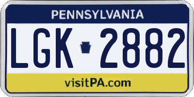 PA license plate LGK2882