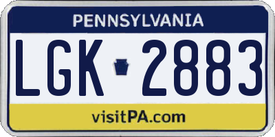 PA license plate LGK2883