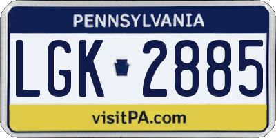 PA license plate LGK2885