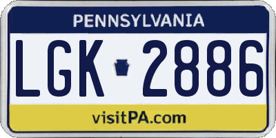 PA license plate LGK2886