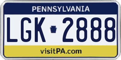 PA license plate LGK2888